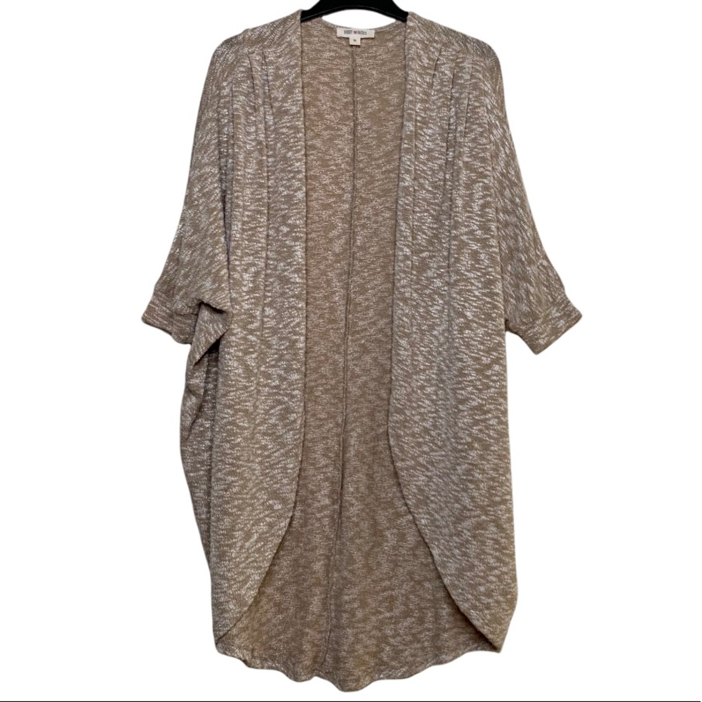 Buddy (Love)  Basics Tan Oatmeal Knit Open Front Long Cardigan